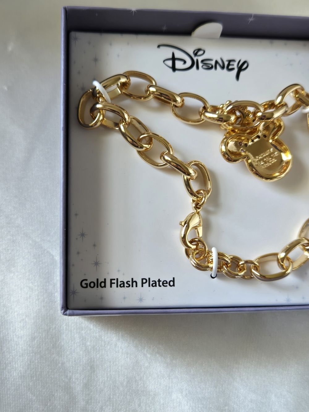 Disney Gold-Tone Minnie Mouse Charm Bracelet with Pink Bow - Picture 3 of 4